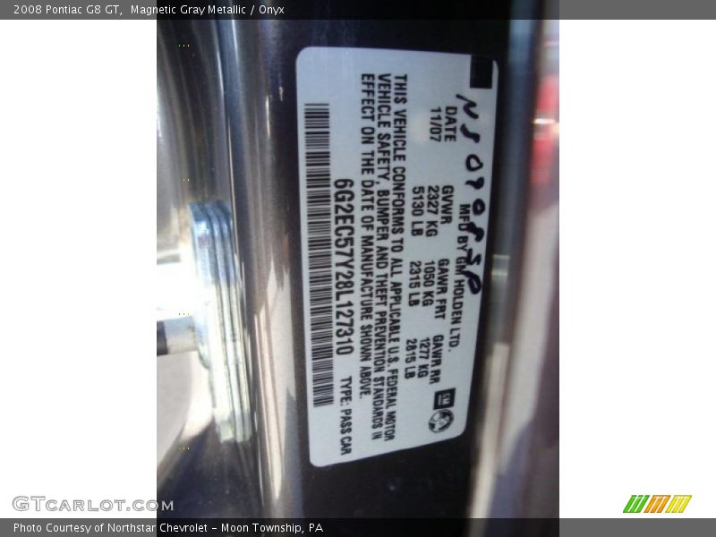 Magnetic Gray Metallic / Onyx 2008 Pontiac G8 GT