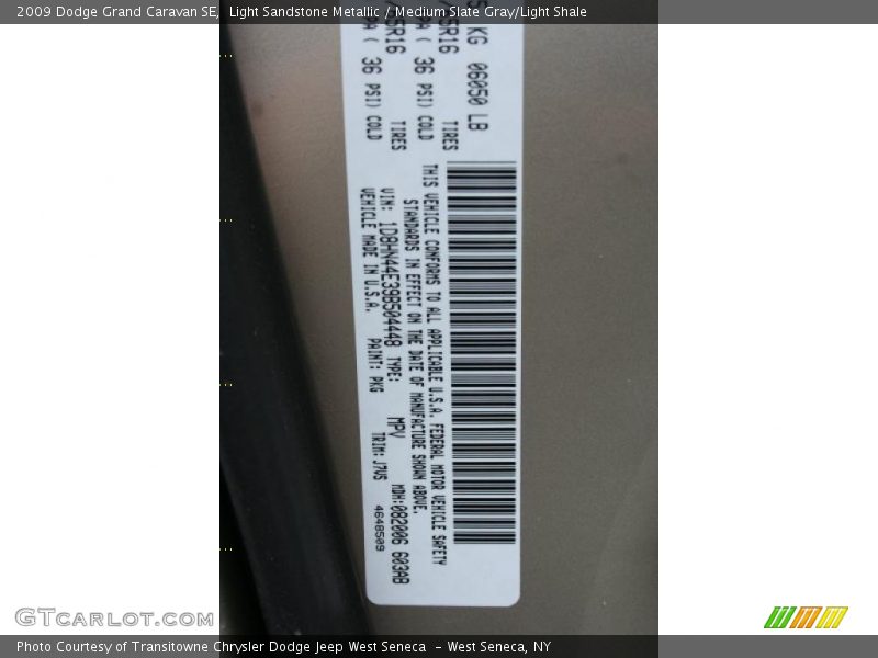 Light Sandstone Metallic / Medium Slate Gray/Light Shale 2009 Dodge Grand Caravan SE