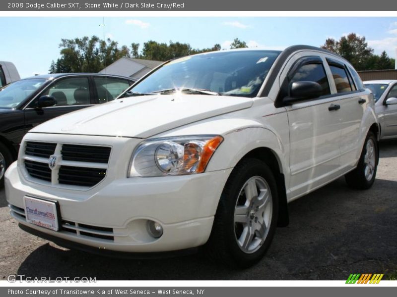 Stone White / Dark Slate Gray/Red 2008 Dodge Caliber SXT