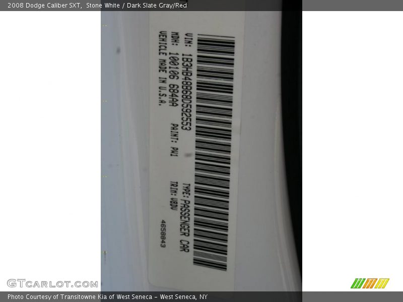 Stone White / Dark Slate Gray/Red 2008 Dodge Caliber SXT