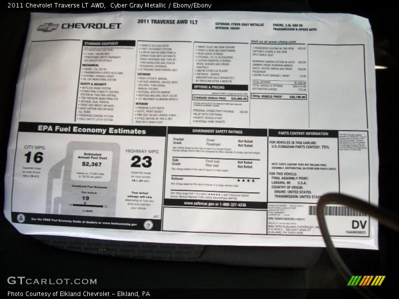 Cyber Gray Metallic / Ebony/Ebony 2011 Chevrolet Traverse LT AWD