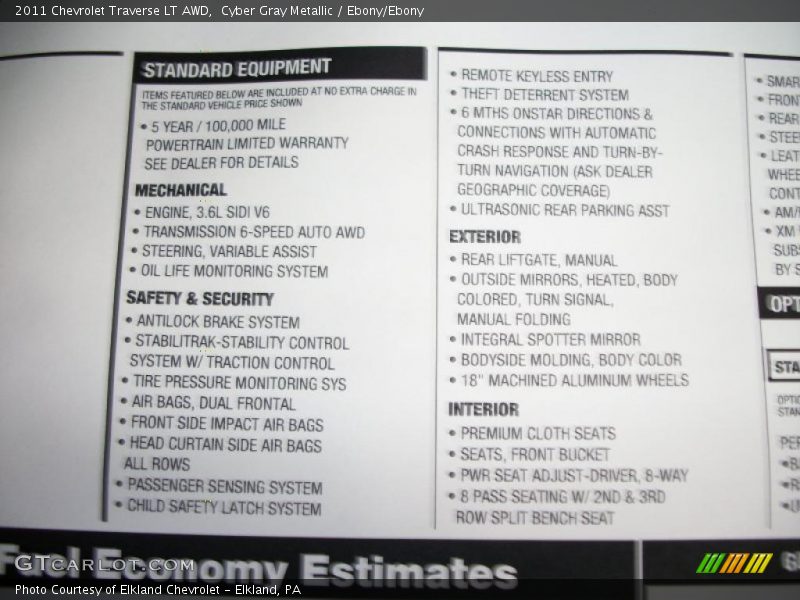 Cyber Gray Metallic / Ebony/Ebony 2011 Chevrolet Traverse LT AWD