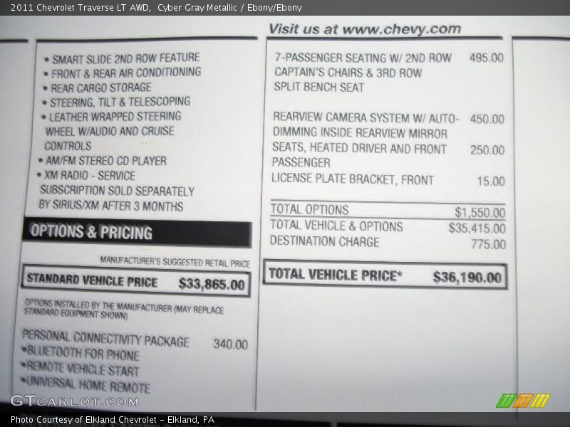 Cyber Gray Metallic / Ebony/Ebony 2011 Chevrolet Traverse LT AWD
