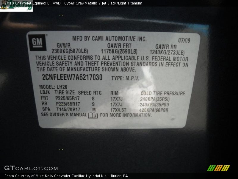 Cyber Gray Metallic / Jet Black/Light Titanium 2010 Chevrolet Equinox LT AWD