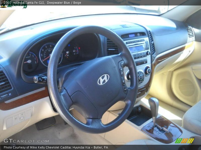 Deepwater Blue / Beige 2007 Hyundai Santa Fe GLS