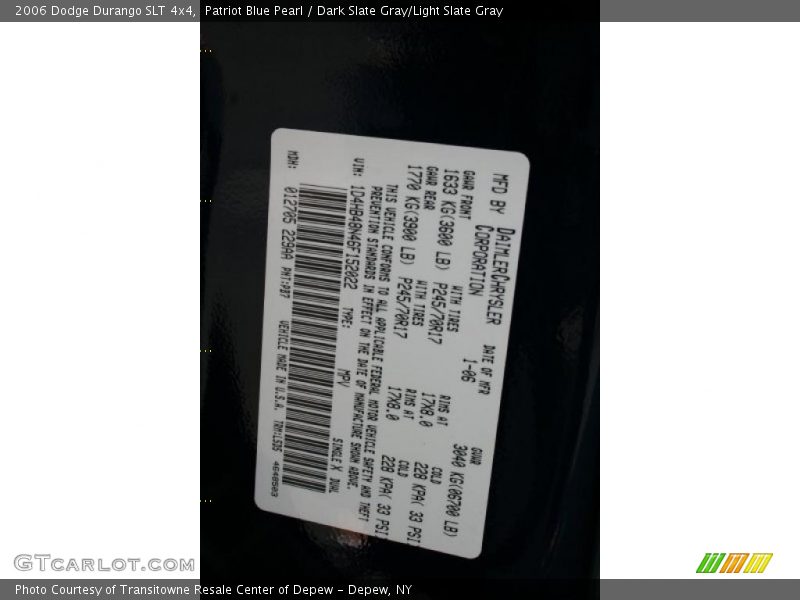 Patriot Blue Pearl / Dark Slate Gray/Light Slate Gray 2006 Dodge Durango SLT 4x4