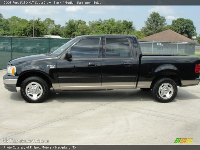 Black / Medium Parchment Beige 2003 Ford F150 XLT SuperCrew