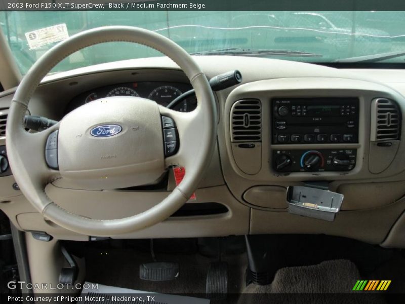 Black / Medium Parchment Beige 2003 Ford F150 XLT SuperCrew