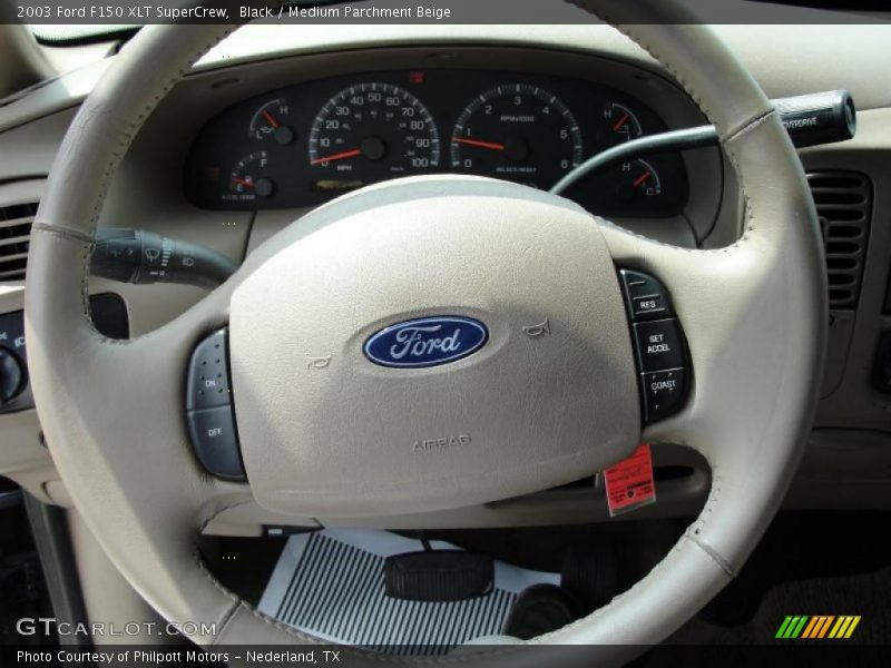 Black / Medium Parchment Beige 2003 Ford F150 XLT SuperCrew