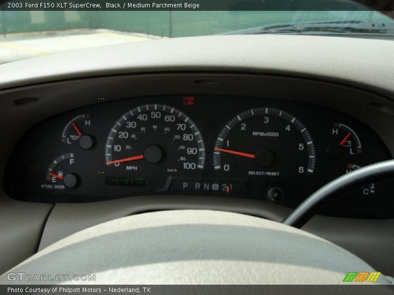 Black / Medium Parchment Beige 2003 Ford F150 XLT SuperCrew