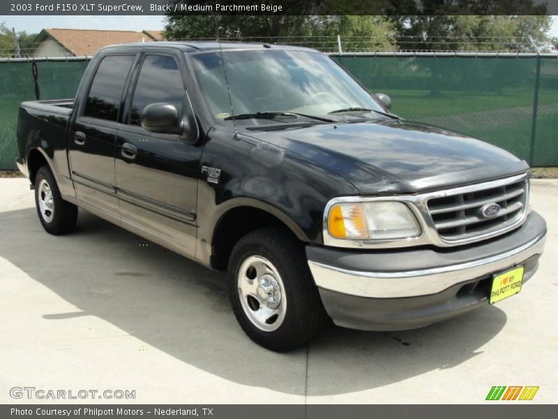Black / Medium Parchment Beige 2003 Ford F150 XLT SuperCrew