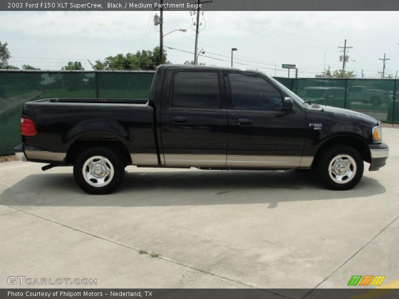 Black / Medium Parchment Beige 2003 Ford F150 XLT SuperCrew