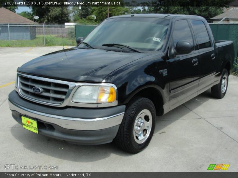 Black / Medium Parchment Beige 2003 Ford F150 XLT SuperCrew