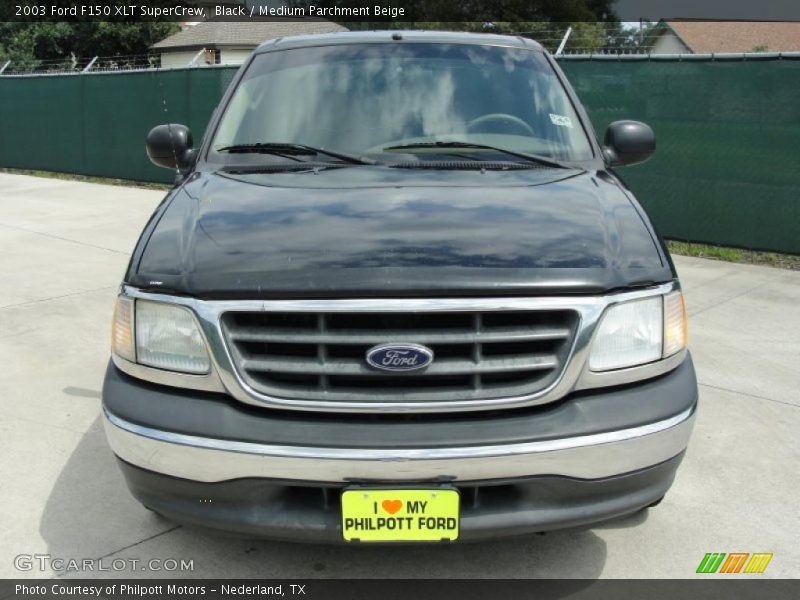 Black / Medium Parchment Beige 2003 Ford F150 XLT SuperCrew