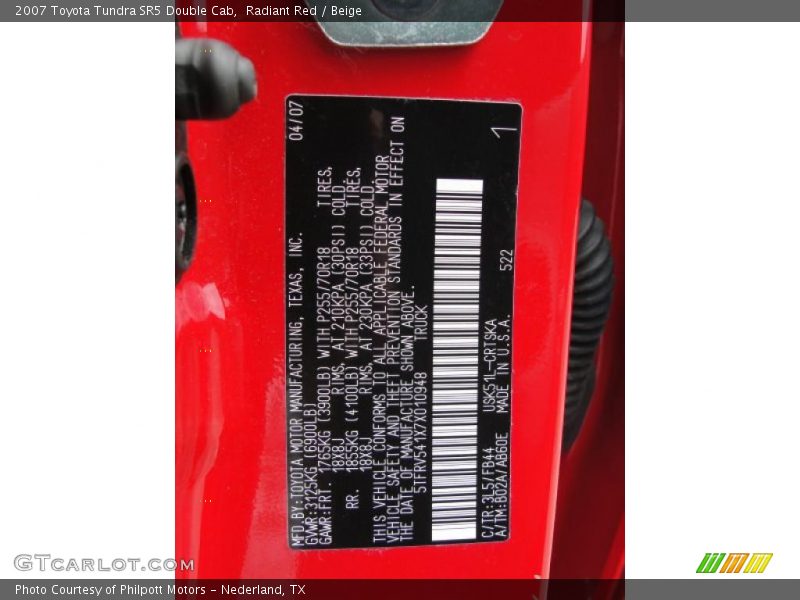 Radiant Red / Beige 2007 Toyota Tundra SR5 Double Cab
