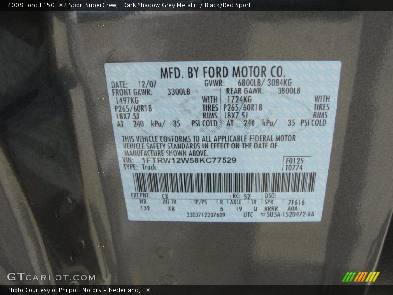 Dark Shadow Grey Metallic / Black/Red Sport 2008 Ford F150 FX2 Sport SuperCrew