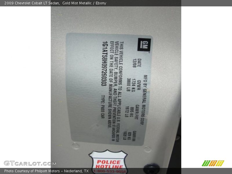 Gold Mist Metallic / Ebony 2009 Chevrolet Cobalt LT Sedan