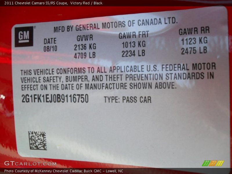 Victory Red / Black 2011 Chevrolet Camaro SS/RS Coupe