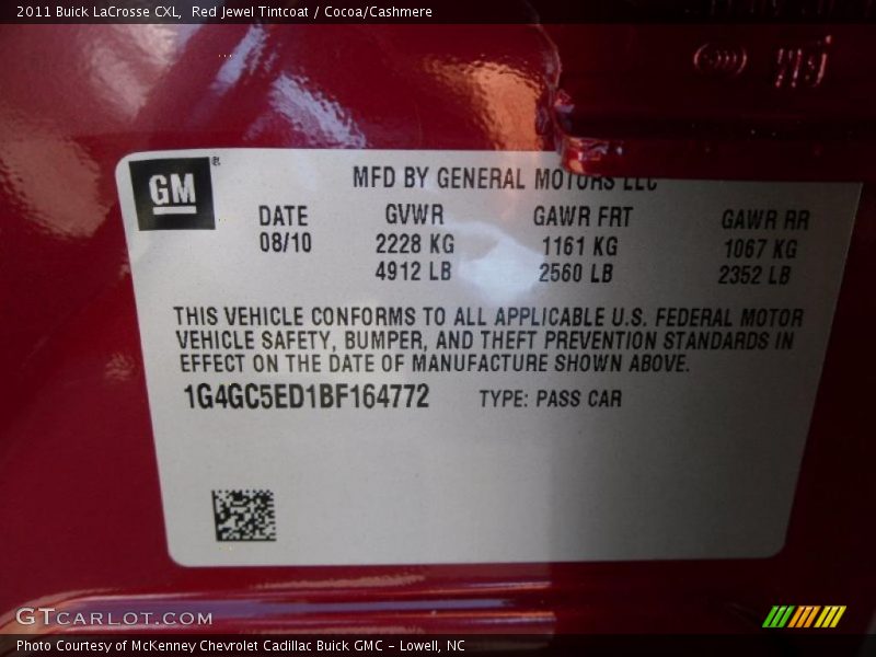 Red Jewel Tintcoat / Cocoa/Cashmere 2011 Buick LaCrosse CXL