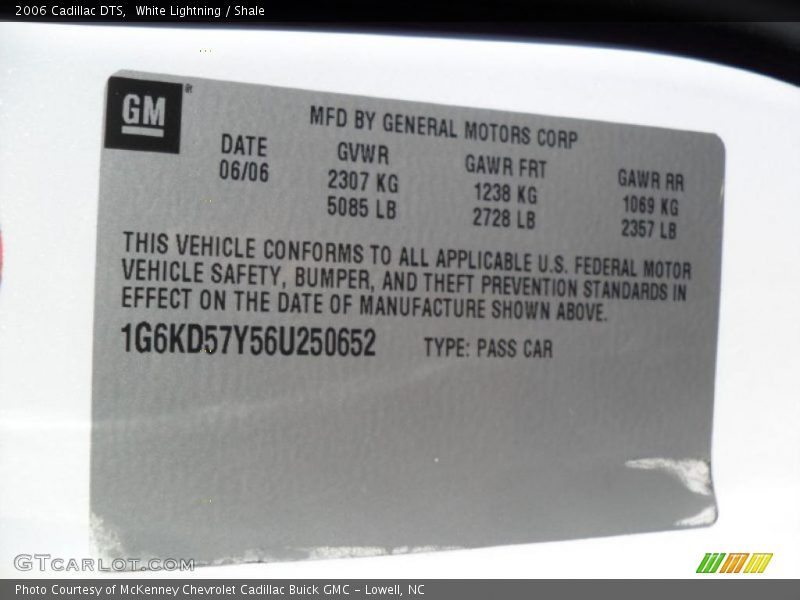 White Lightning / Shale 2006 Cadillac DTS