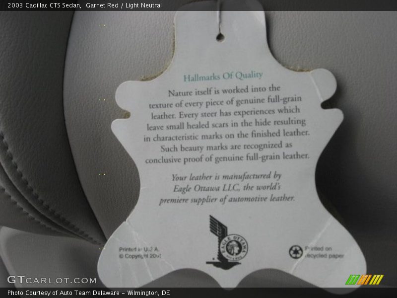 Garnet Red / Light Neutral 2003 Cadillac CTS Sedan