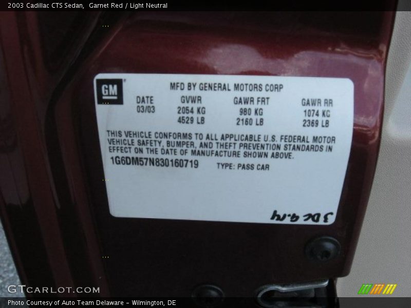 Garnet Red / Light Neutral 2003 Cadillac CTS Sedan