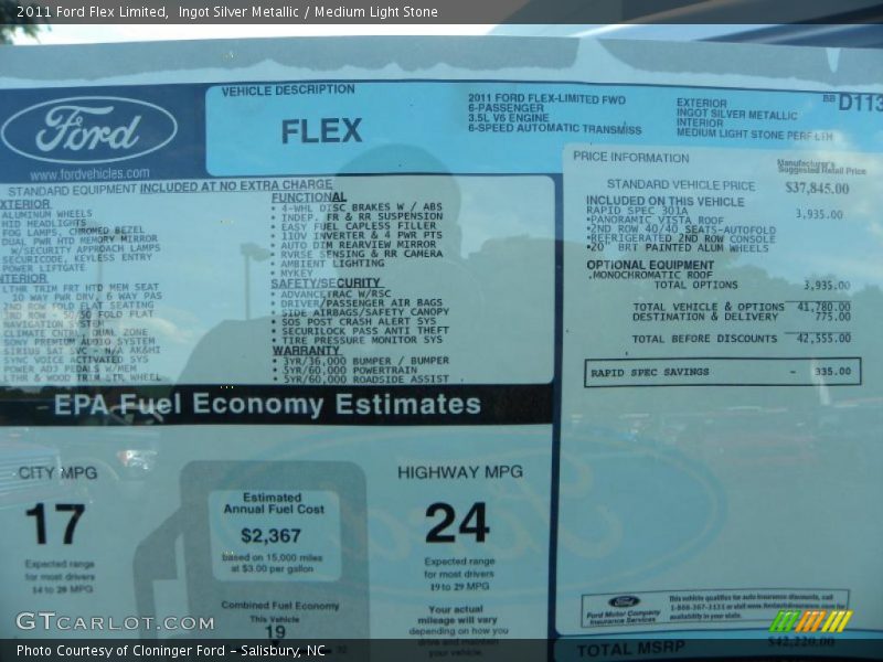 Ingot Silver Metallic / Medium Light Stone 2011 Ford Flex Limited