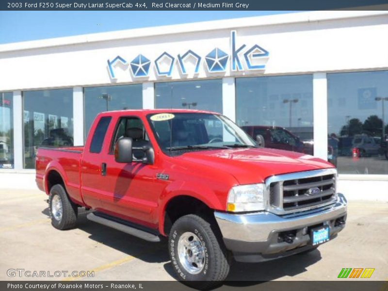 Red Clearcoat / Medium Flint Grey 2003 Ford F250 Super Duty Lariat SuperCab 4x4