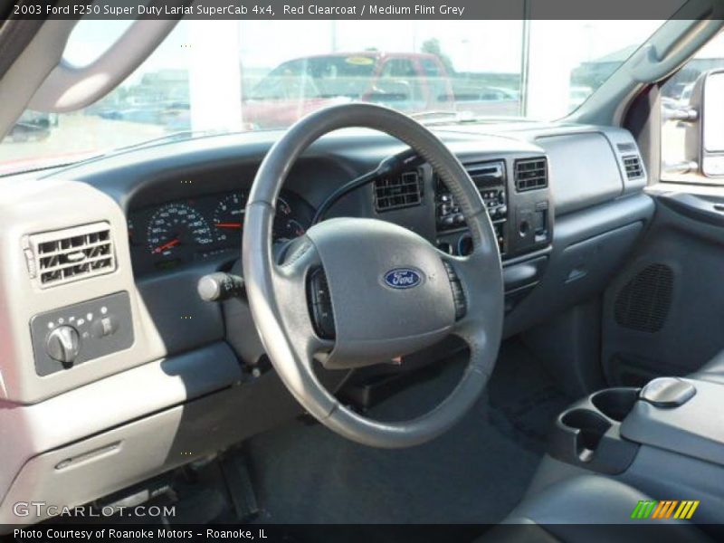Red Clearcoat / Medium Flint Grey 2003 Ford F250 Super Duty Lariat SuperCab 4x4