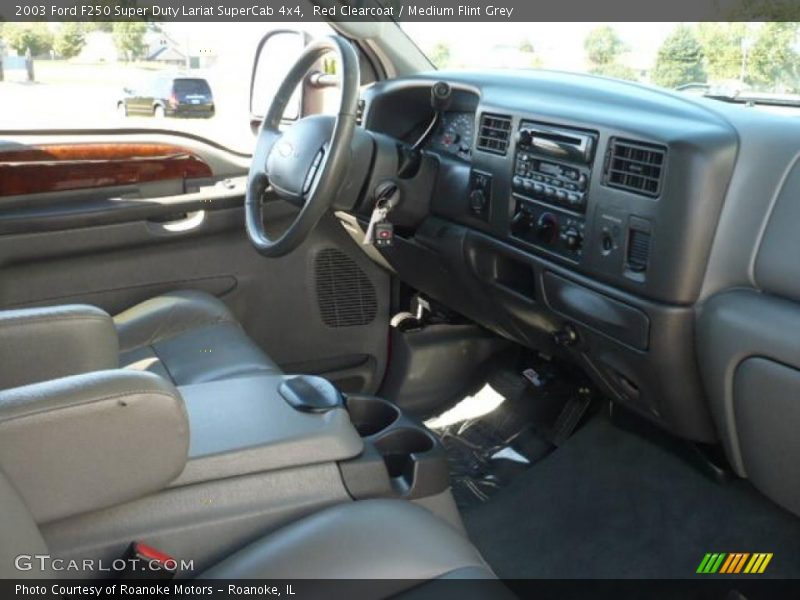 Red Clearcoat / Medium Flint Grey 2003 Ford F250 Super Duty Lariat SuperCab 4x4