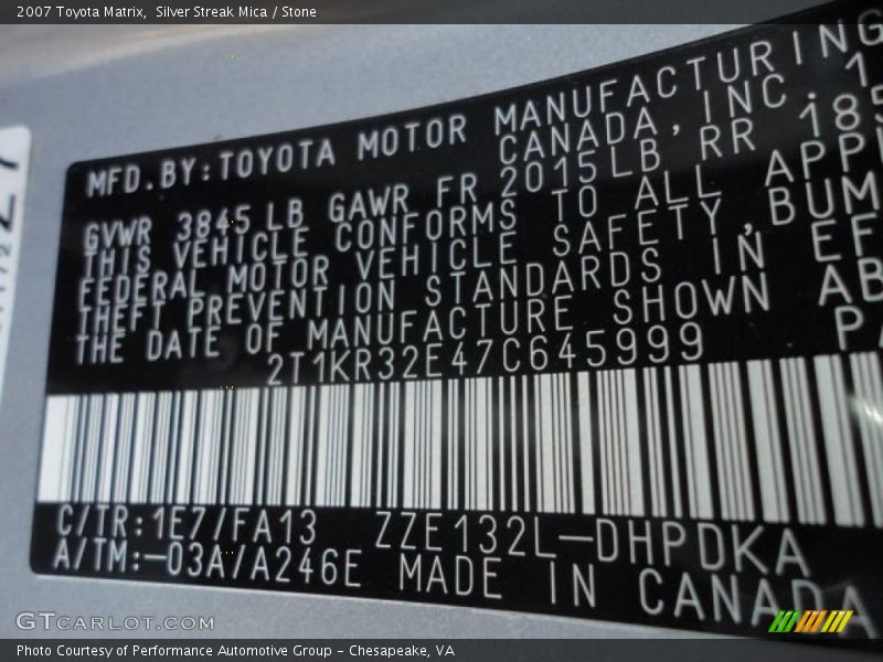 Silver Streak Mica / Stone 2007 Toyota Matrix