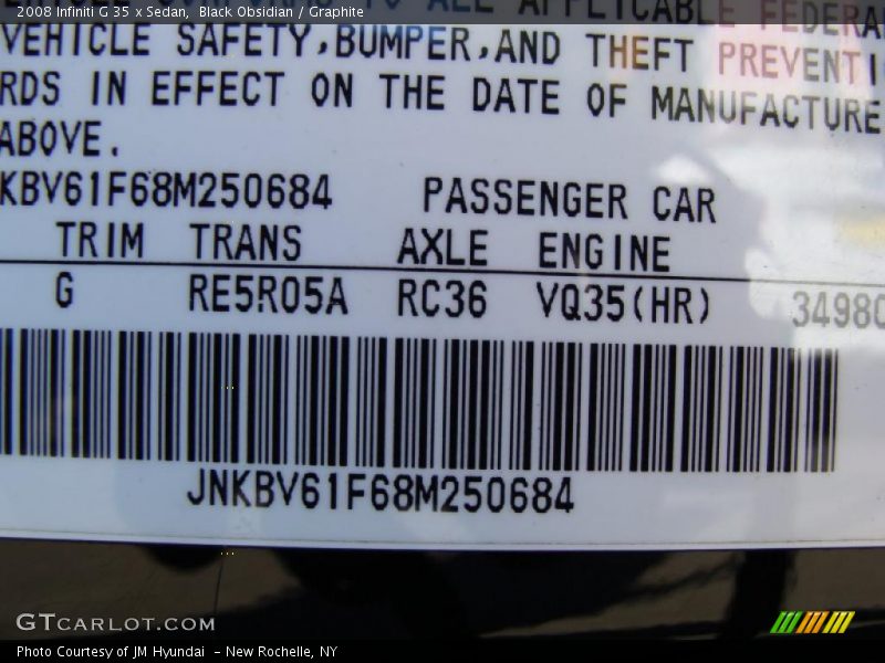 Black Obsidian / Graphite 2008 Infiniti G 35 x Sedan