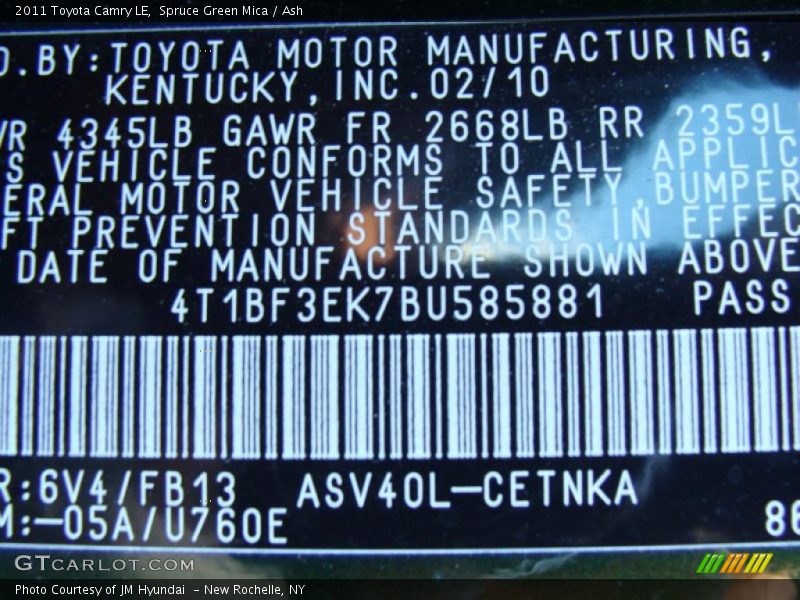 Spruce Green Mica / Ash 2011 Toyota Camry LE