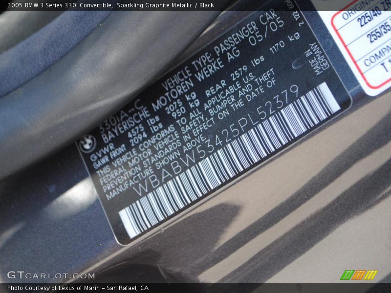 Sparkling Graphite Metallic / Black 2005 BMW 3 Series 330i Convertible