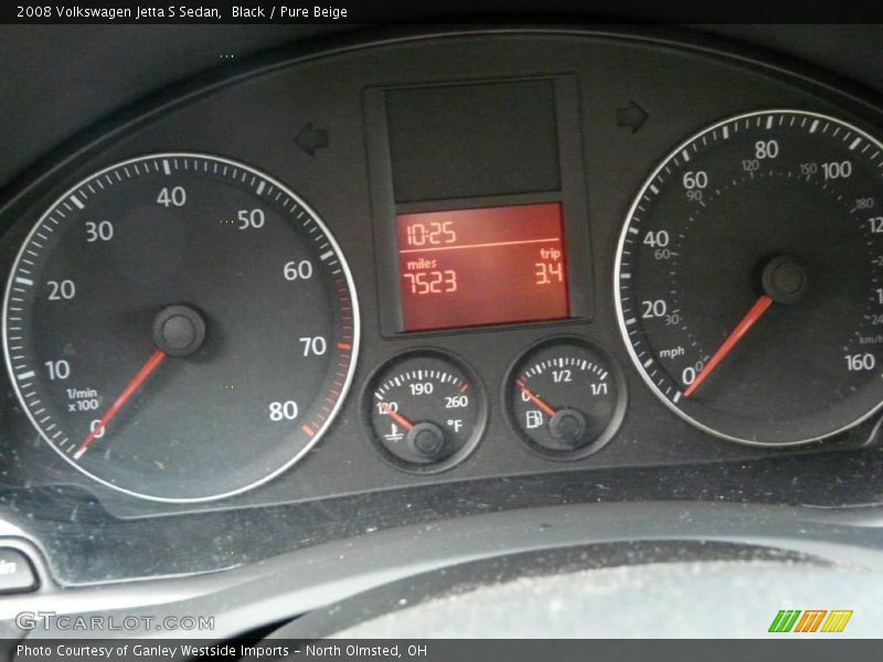 Black / Pure Beige 2008 Volkswagen Jetta S Sedan