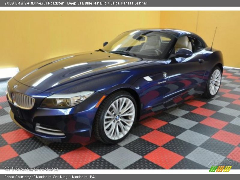 Deep Sea Blue Metallic / Beige Kansas Leather 2009 BMW Z4 sDrive35i Roadster