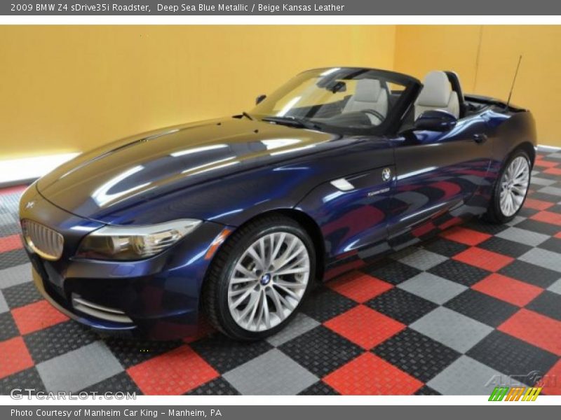 Deep Sea Blue Metallic / Beige Kansas Leather 2009 BMW Z4 sDrive35i Roadster
