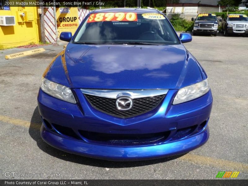 Sonic Blue Pearl / Gray 2003 Mazda MAZDA6 s Sedan