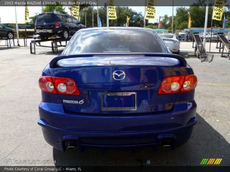 Sonic Blue Pearl / Gray 2003 Mazda MAZDA6 s Sedan