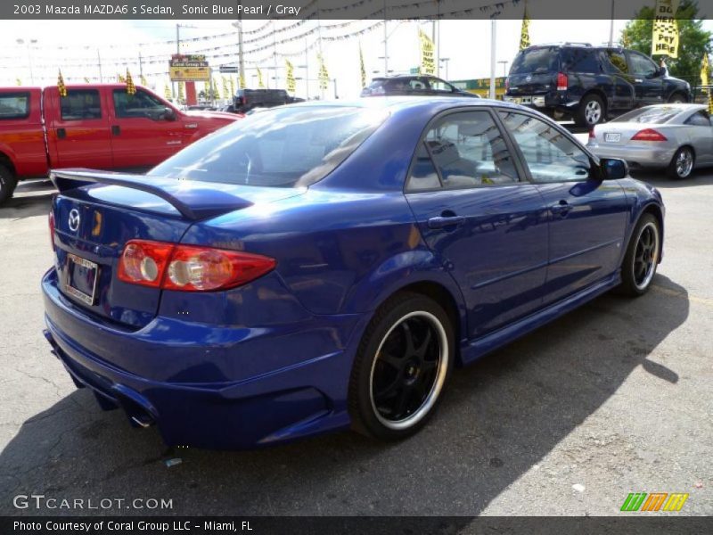 Sonic Blue Pearl / Gray 2003 Mazda MAZDA6 s Sedan