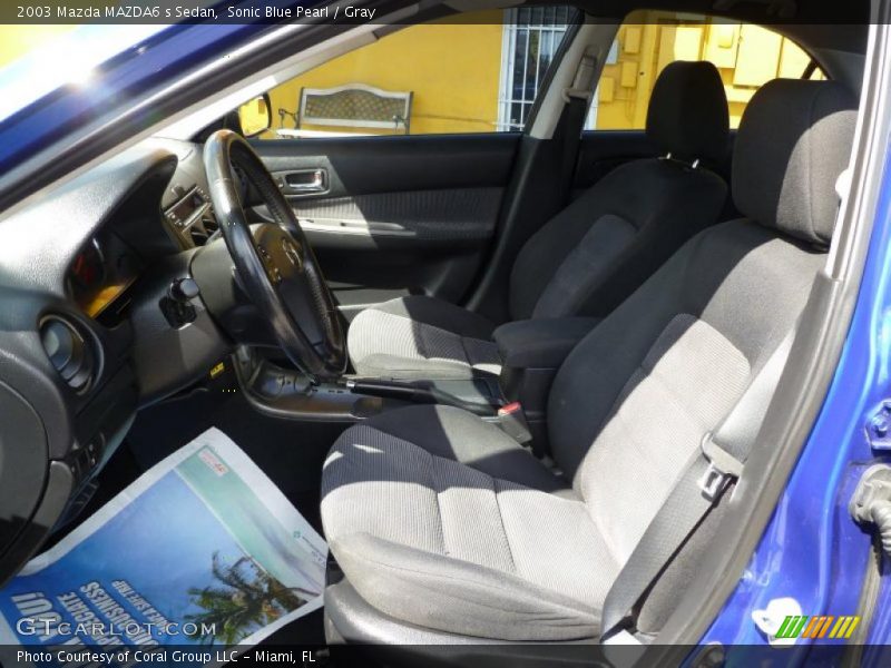 Sonic Blue Pearl / Gray 2003 Mazda MAZDA6 s Sedan