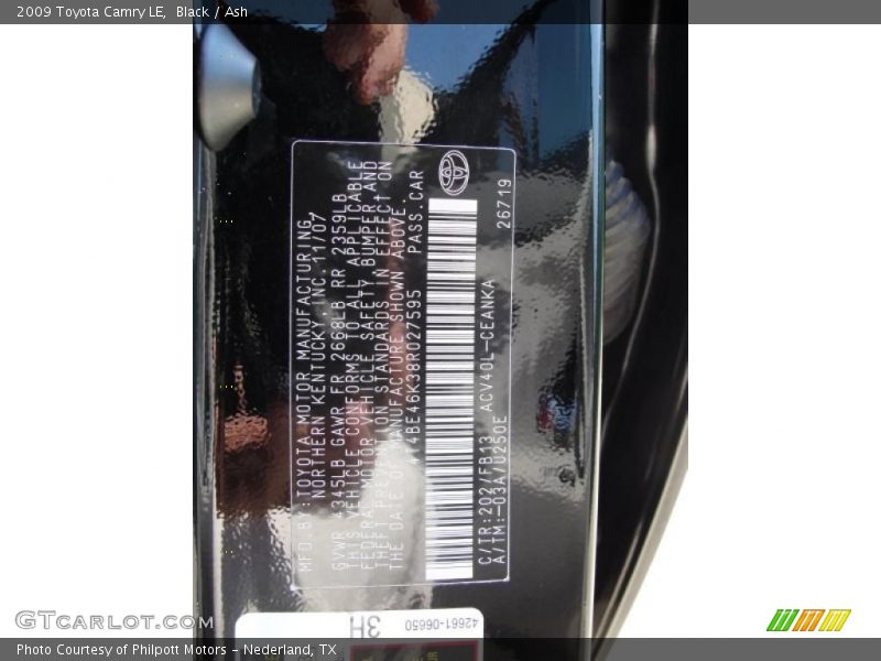 Black / Ash 2009 Toyota Camry LE