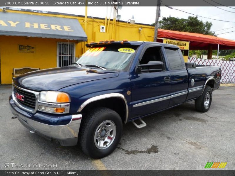 Indigo Blue Metallic / Graphite 2000 GMC Sierra 2500 SLT Extended Cab 4x4