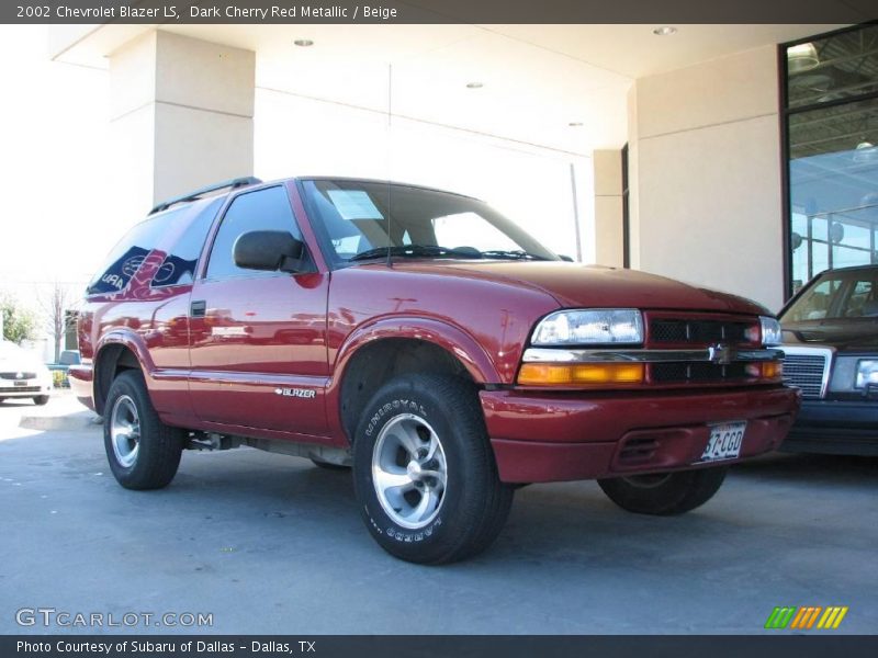 Dark Cherry Red Metallic / Beige 2002 Chevrolet Blazer LS