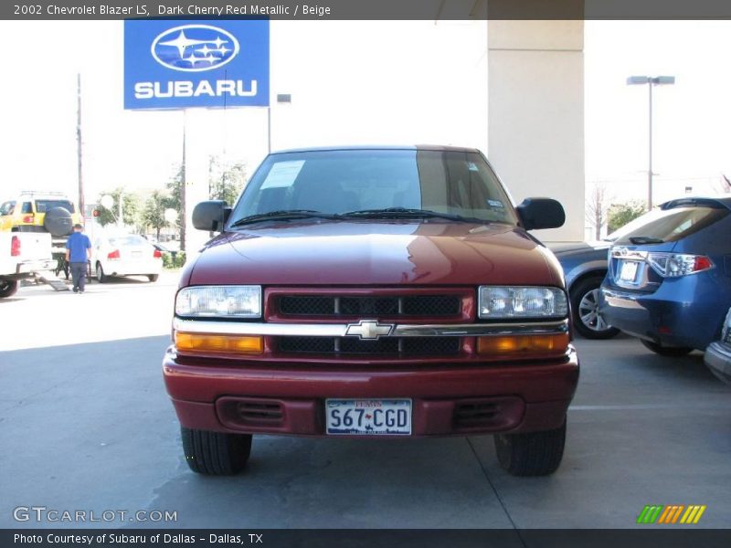 Dark Cherry Red Metallic / Beige 2002 Chevrolet Blazer LS