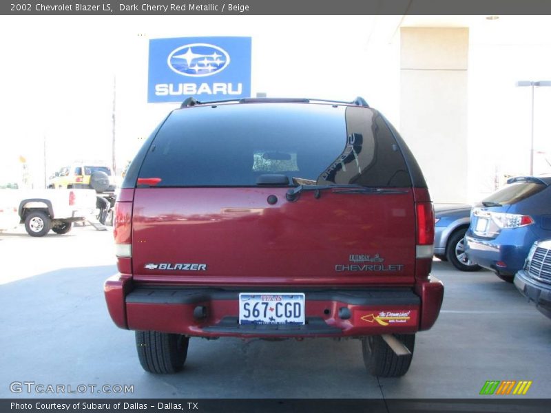 Dark Cherry Red Metallic / Beige 2002 Chevrolet Blazer LS