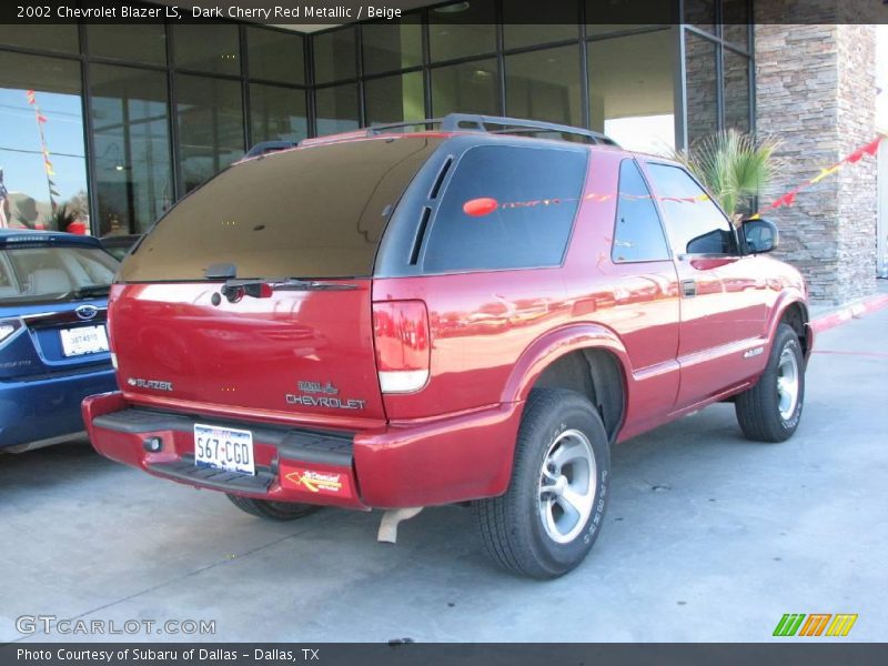 Dark Cherry Red Metallic / Beige 2002 Chevrolet Blazer LS