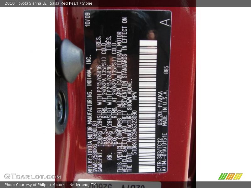 Salsa Red Pearl / Stone 2010 Toyota Sienna LE