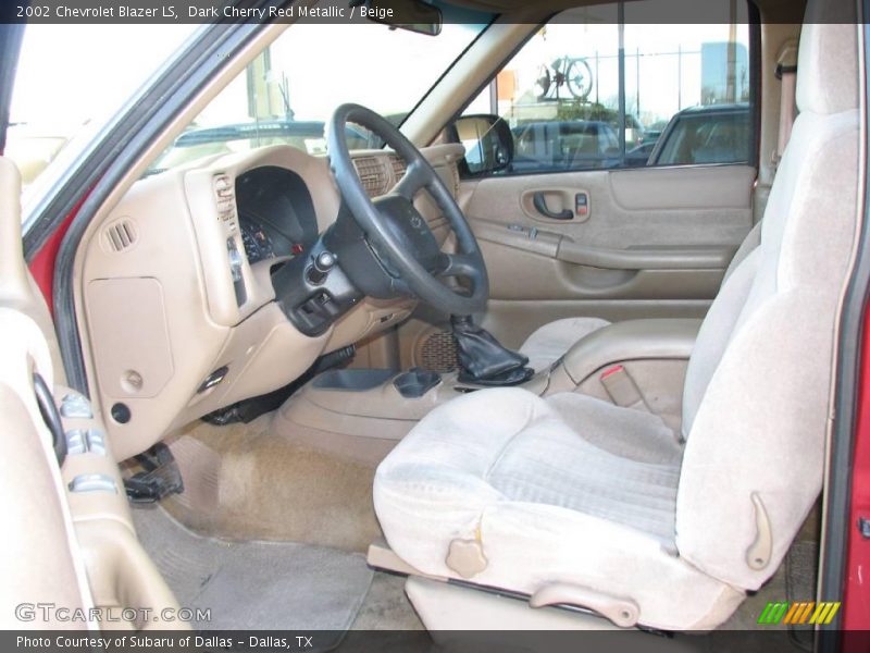 Dark Cherry Red Metallic / Beige 2002 Chevrolet Blazer LS