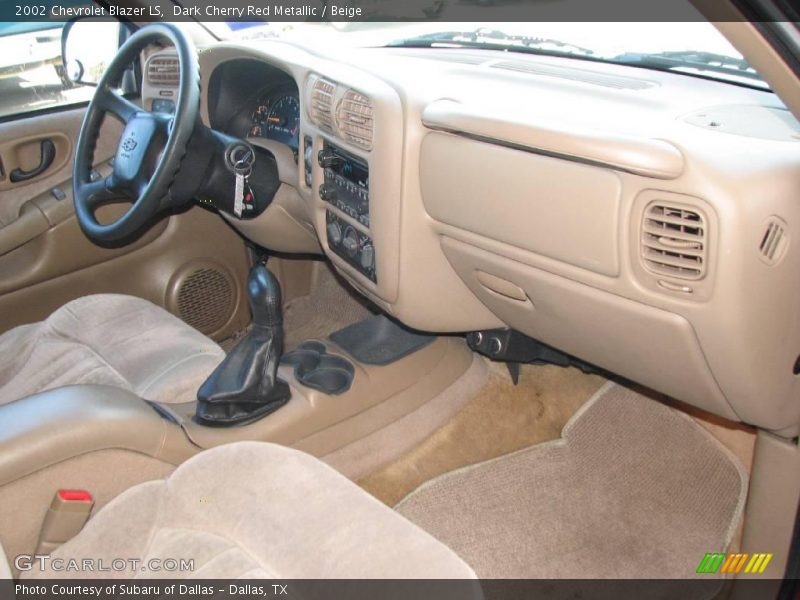 Dark Cherry Red Metallic / Beige 2002 Chevrolet Blazer LS